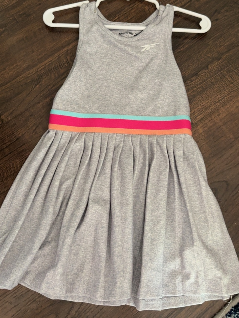 Reebok Light Gray Tank Dress with Teal, Pink & Coral Waistband